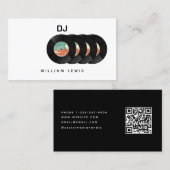 DJ Deejay Retro Vinyl Record QR-code Visitekaartje (Voorkant / Achterkant)