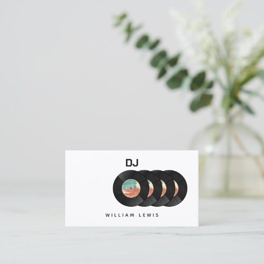 DJ Deejay Retro Vinyl Record QR-code Visitekaartje (Staand voorkant)