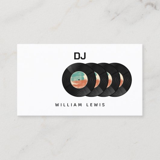 DJ Deejay Retro Vinyl Record QR-code Visitekaartje (Voorkant)
