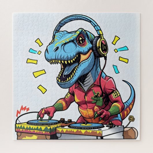 DJ Dino Party Art Puzzel (Verticaal)