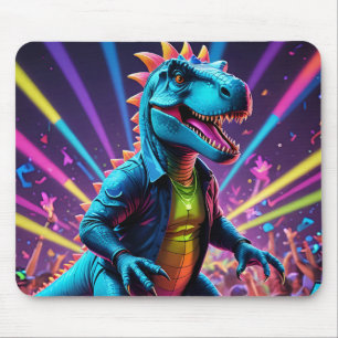 DJ Dinosaur Party Met Neon Lights Muismat