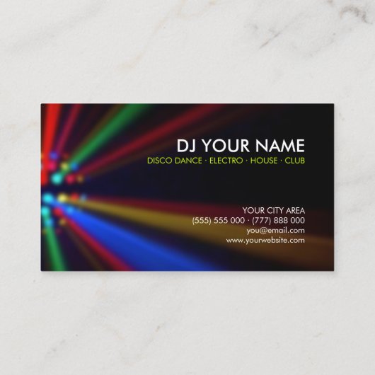 DJ Disco Beams Lights visitekaartje (Achterkant)