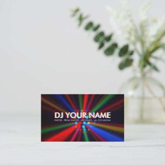 DJ Disco Beams Lights visitekaartje (Staand voorkant)