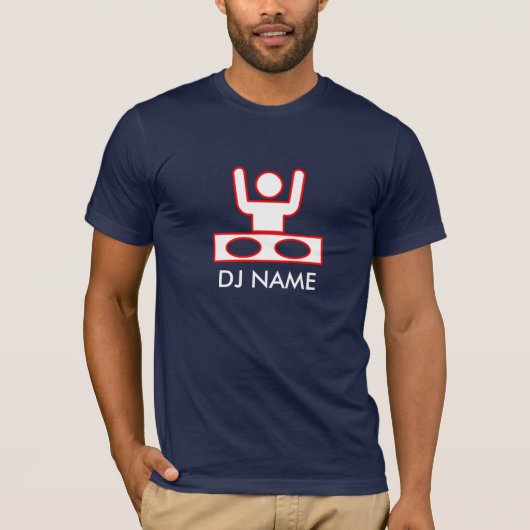 DJ Disk jockey dejay aanpasbare bewerkbare naam T-shirt (Voorkant)