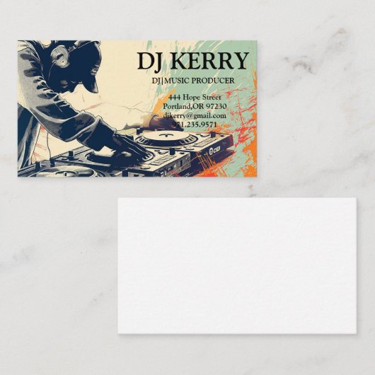 DJ Disk Jockey Electronic Visitekaartje (Voorkant / Achterkant)