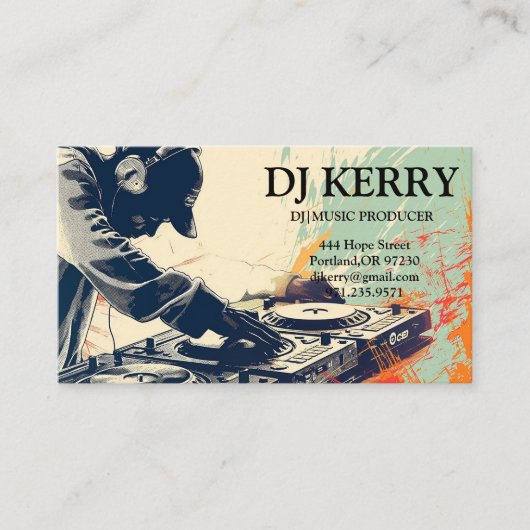 DJ Disk Jockey Electronic Visitekaartje (Voorkant)