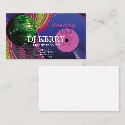 DJ Disk Jockey Electronic Visitekaartje (Voorkant / Achterkant)