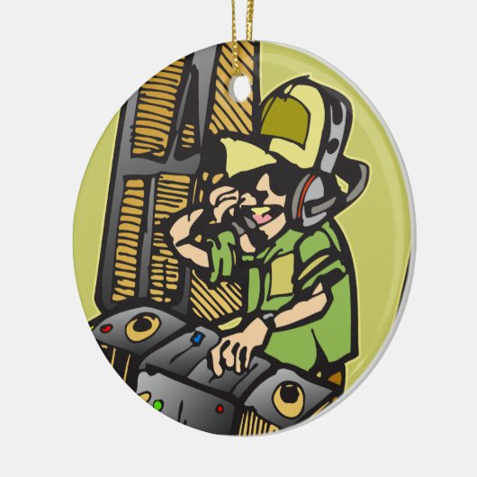 DJ Disk Jockey Keramisch Ornament (Links)