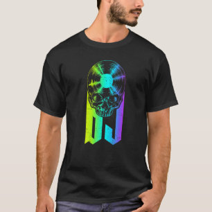 Dj Disk Jockey Vinyl Record muziek Gothic Skull LP T-shirt