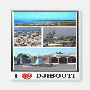 DJ - Djibouti - I Love - Collage Mosaic Magneet