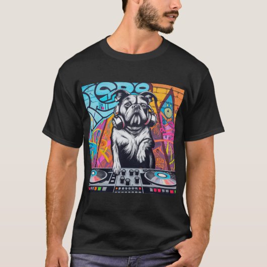 DJ Dog Graffiti Street Draaitafel Mixen  T-shirt (Voorkant)