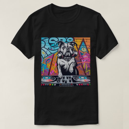 DJ Dog Graffiti Street Platenspeler Mixing T-shirt (Design voorkant)
