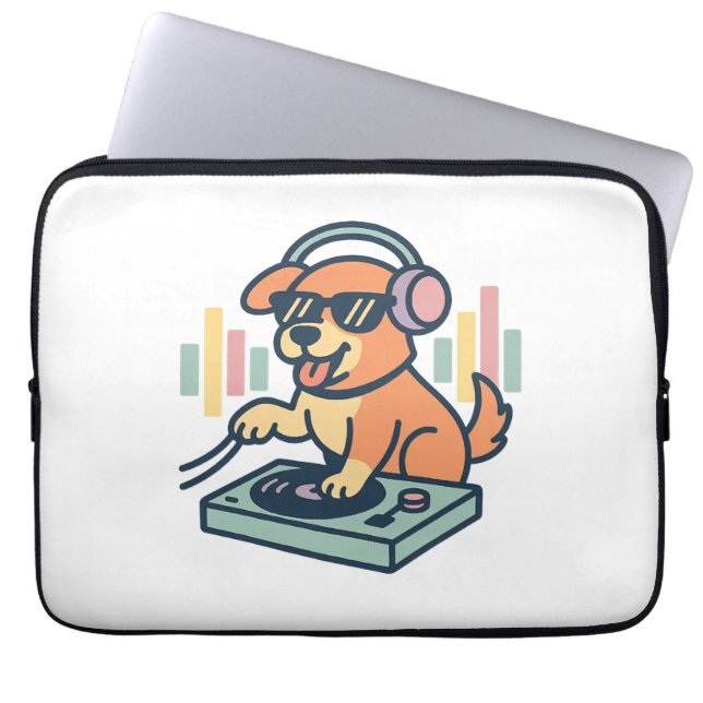 DJ Dog Laptop Sleeve (Voorkant)