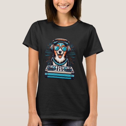 DJ Dog Music Lover T-shirt (Voorkant)
