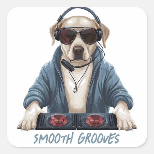 DJ Doggo Vierkante Sticker (Voorkant)