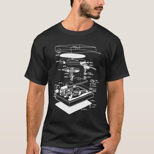 Dj - Draai tafel Shirt-Dj Shirt-Draai Table Schema T-shirt (Voorkant)