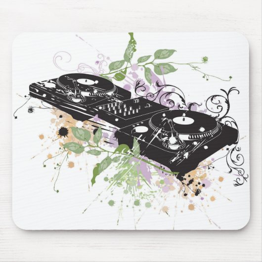 DJ draaitafel Mousepad Muismat (Voorkant)