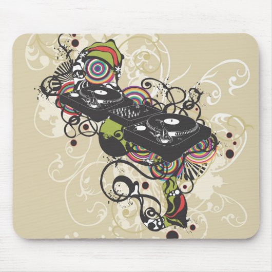 DJ draaitafel Mousepad Muismat (Voorkant)
