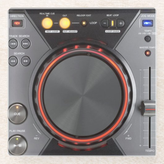 DJ draaitafelglas onderzetter (Voorkant)