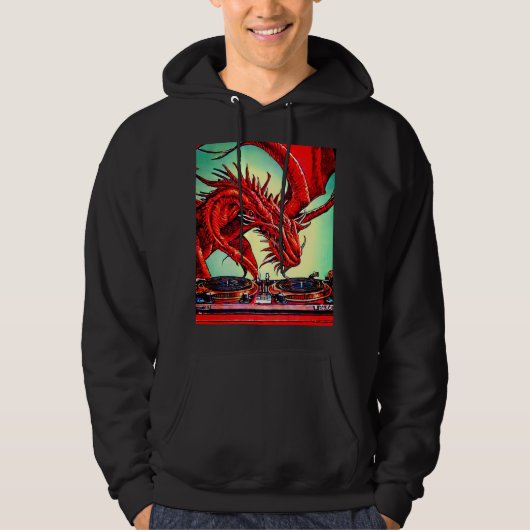DJ Dragon Platenspelers Hoodie (Voorkant)