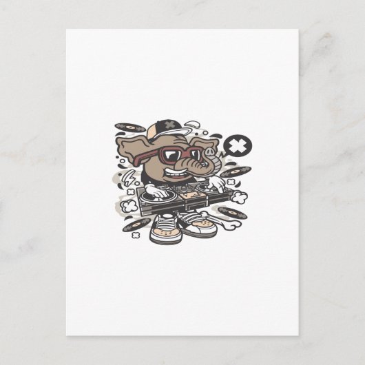 Dj Elephant Briefkaart (Voorkant)