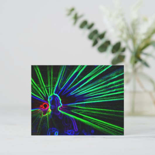 DJ en Laser Lights briefkaart (Staand voorkant)