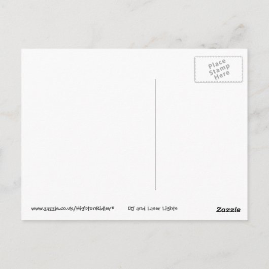 DJ en Laser Lights briefkaart (Achterkant)