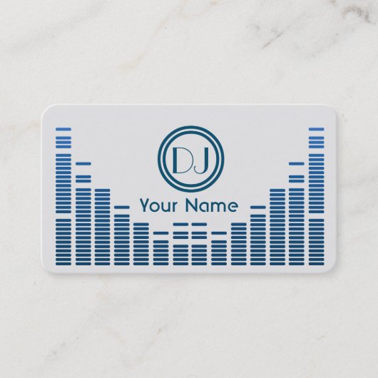 Dj equalizer-muziek speelt blauw in de schaduw visitekaartje (Voorkant)