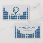 Dj equalizer-muziek speelt blauw in de schaduw visitekaartje (Voorkant / Achterkant)