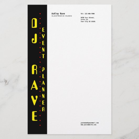 DJ Event Planner Stationery Briefpapier (Voorkant)