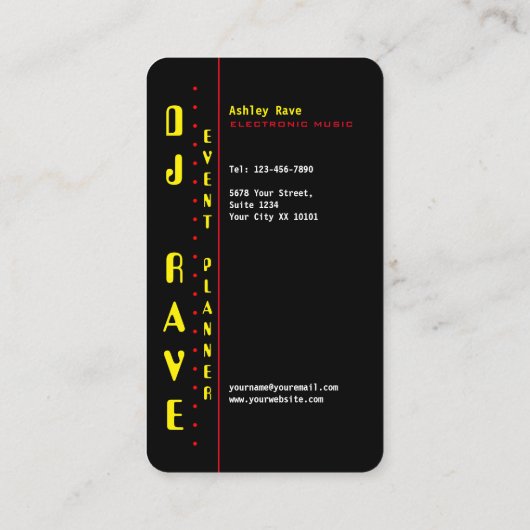 DJ Event Planner Visitekaartje (Achterkant)