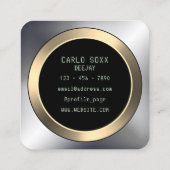 DJ faux display metallic Vierkante Visitekaartje (Achterkant)