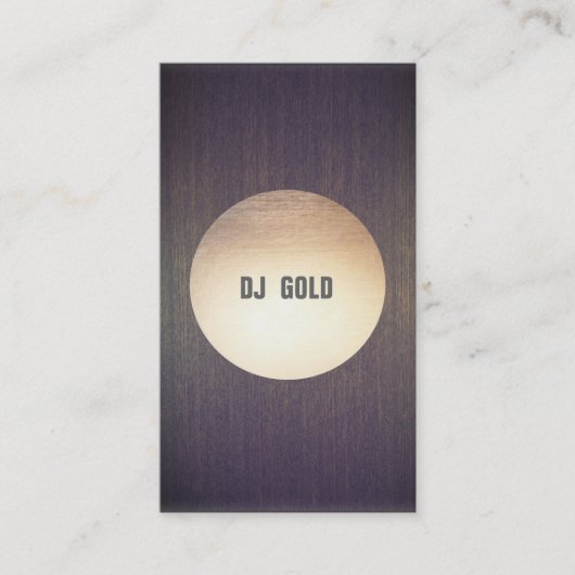DJ Faux Gold Leaf Circle Wood Muziek Visitekaartje (Voorkant)