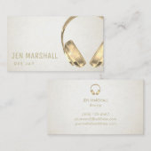 DJ faux gouden folie hoofdtelefoon op ivoren achte Visitekaartje (Voorkant / Achterkant)