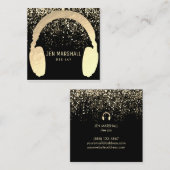 DJ faux gouden folie hoofdtelefoon Vierkante Visitekaartje (Voorkant / Achterkant)