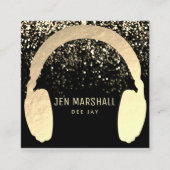 DJ faux gouden folie hoofdtelefoon Vierkante Visitekaartje (Voorkant)