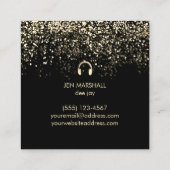 DJ faux gouden folie hoofdtelefoon Vierkante Visitekaartje (Achterkant)