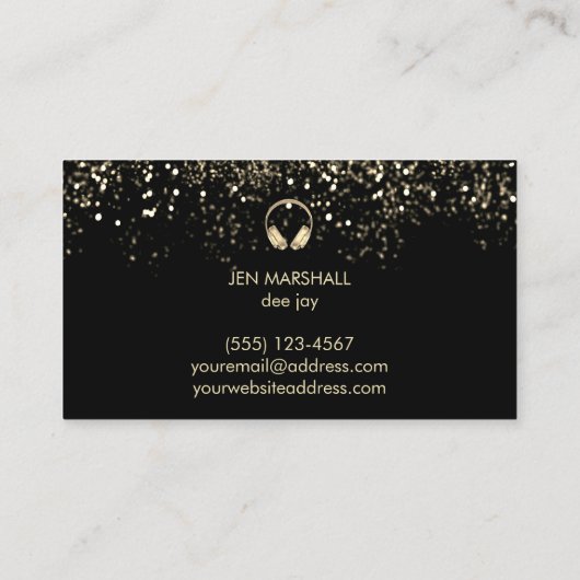 DJ faux gouden folie hoofdtelefoon Visitekaartje (Achterkant)