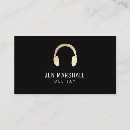 DJ faux gouden folie hoofdtelefoon Visitekaartje (Voorkant)