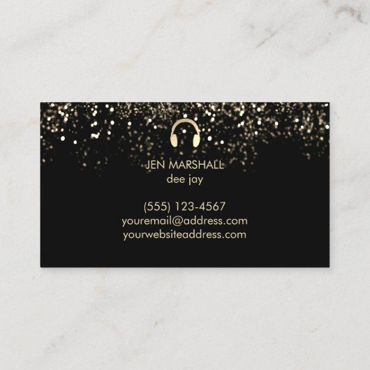 DJ faux gouden folie hoofdtelefoon Visitekaartje (Achterkant)
