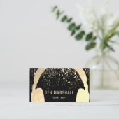 DJ faux gouden folie hoofdtelefoon Visitekaartje (Staand voorkant)