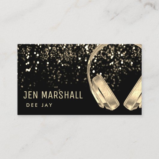DJ faux gouden folie muziek hoofdtelefoon Visitekaartje (Voorkant)