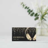 DJ faux gouden folie stippen regen muziek hoofdtel Visitekaartje (Staand voorkant)