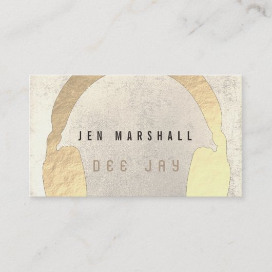 DJ faux gouden hoofdtelefoon Visitekaartje (Voorkant)