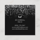 DJ faux silver folie effect hoofdtelefoon Vierkante Visitekaartje (Achterkant)