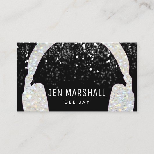DJ faux sprankelende muziek koptelefoon Visitekaartje (Voorkant)