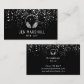 DJ faux zilveren folie hoofdtelefoon Visitekaartje (Voorkant / Achterkant)