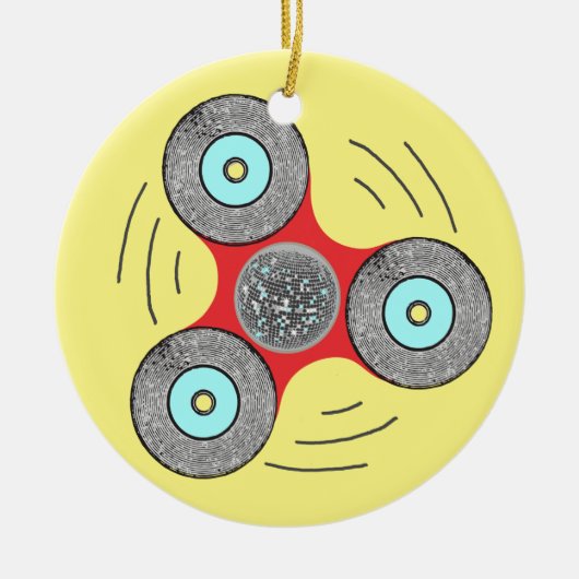 DJ Fidget Spinner Keramisch Ornament (Voorkant)
