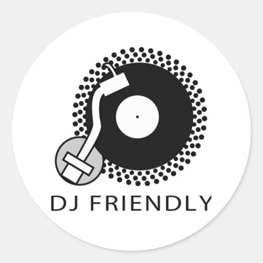 DJ Friendly Ronde Sticker (Voorkant)