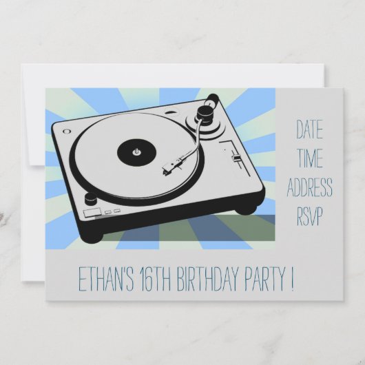 DJ funky cool retro tienerjongens verjaardagsfeest Kaart (Voorkant)